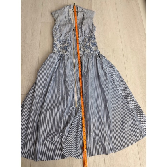 Anthropologie The Tommie Cap-Sleeve Smocked Front-Zip Shirt Dress Shine Sz S - Picture 9 of 11